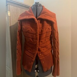 Women's Red Orange Cable Knit Sweater